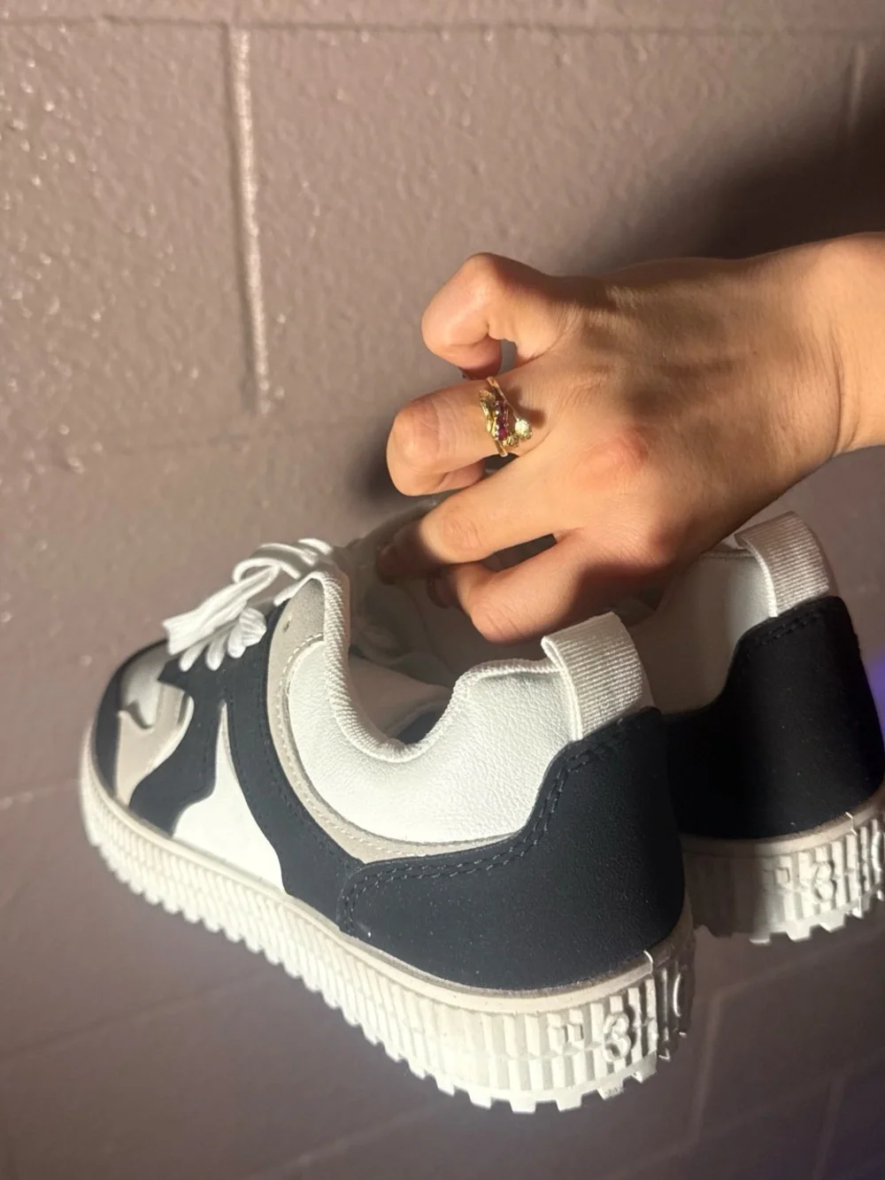 & Other Stories White and Black Leather-Panel Sneakers
